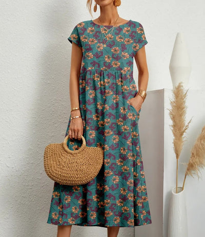 Variant image for Robe Longue Femme Violet – Coton Confortable, Élégante et Florale-26