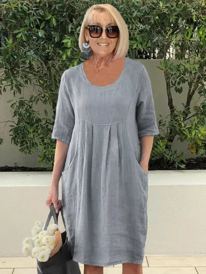 Bridget | Robe Longue Femme Lâche en Coton avec Poches-4