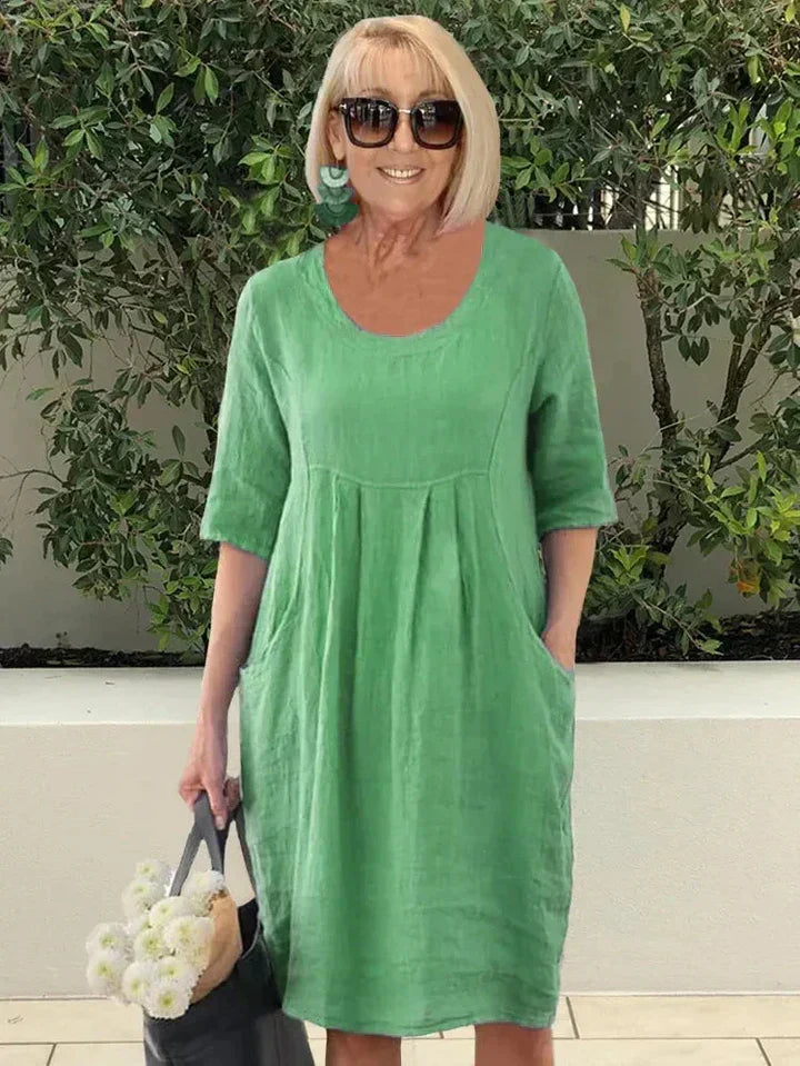 Bridget | Robe Longue Femme Lâche en Coton avec Poches-5