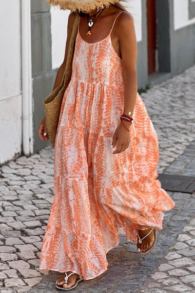Jerica | Robe longue à motif orange