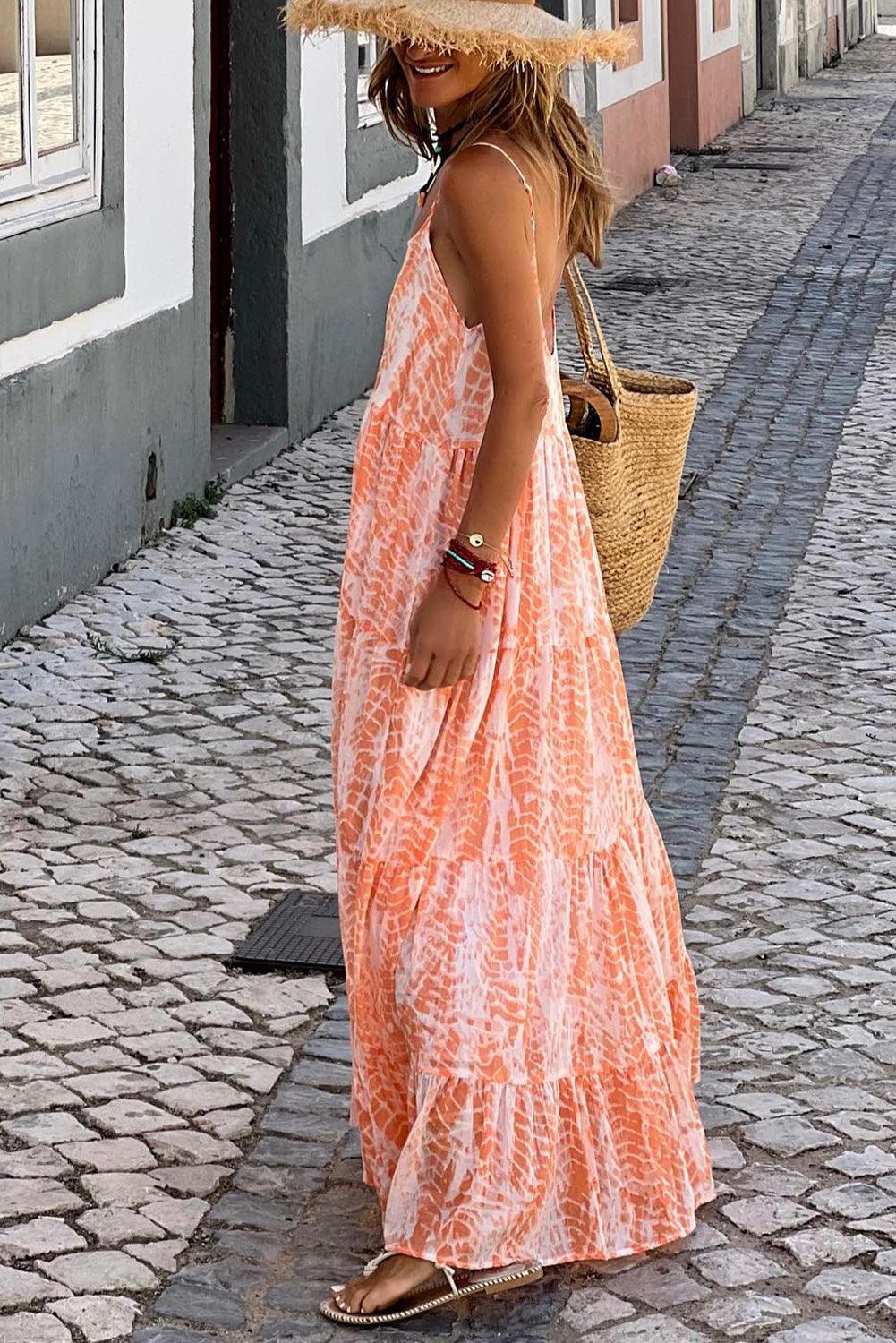 Jerica | Robe longue à motif orange