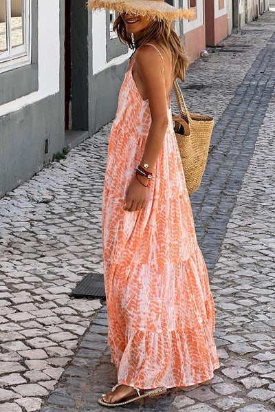 Jerica | Robe longue à motif orange