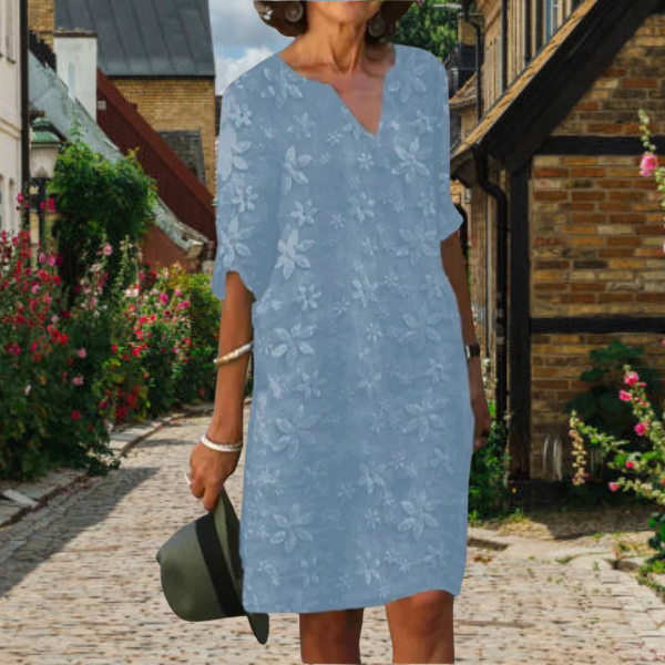 Variant image for Robe Ambre Élégante Femme - Design Floral Chic, Robe Longue-25