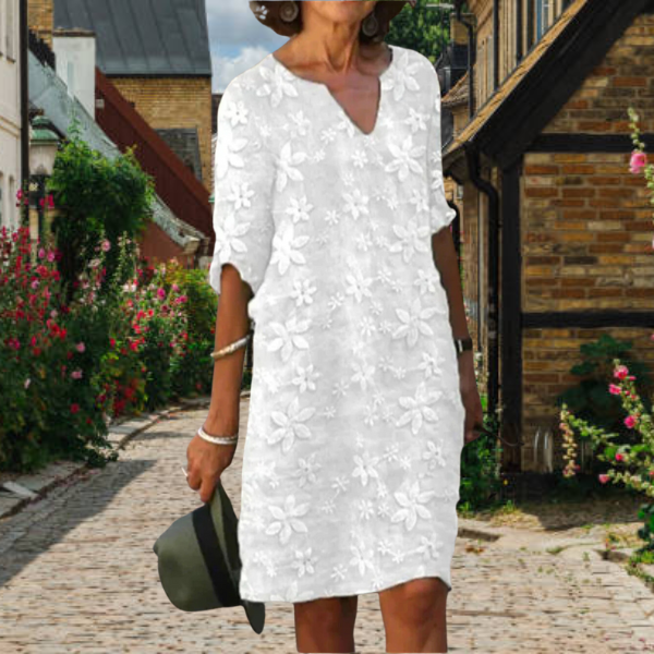 Variant image for Robe Ambre Élégante Femme - Design Floral Chic, Robe Longue-1