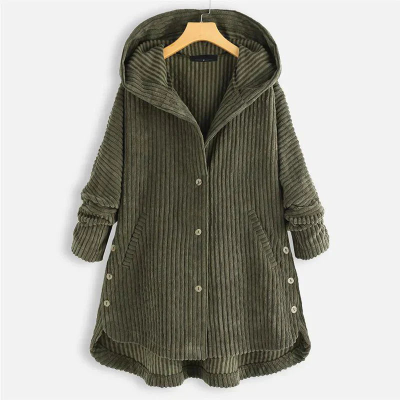 Sarina | Manteau en Velours Côtelé avec Capuche