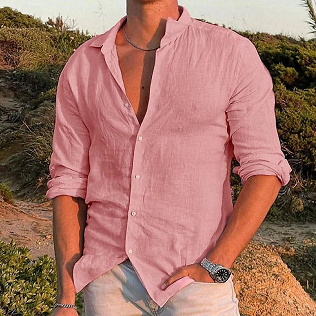 Zander Chemise Homme – Lin Respirant, Élégance Décontractée-2